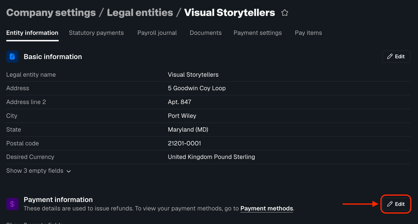 account details for refund