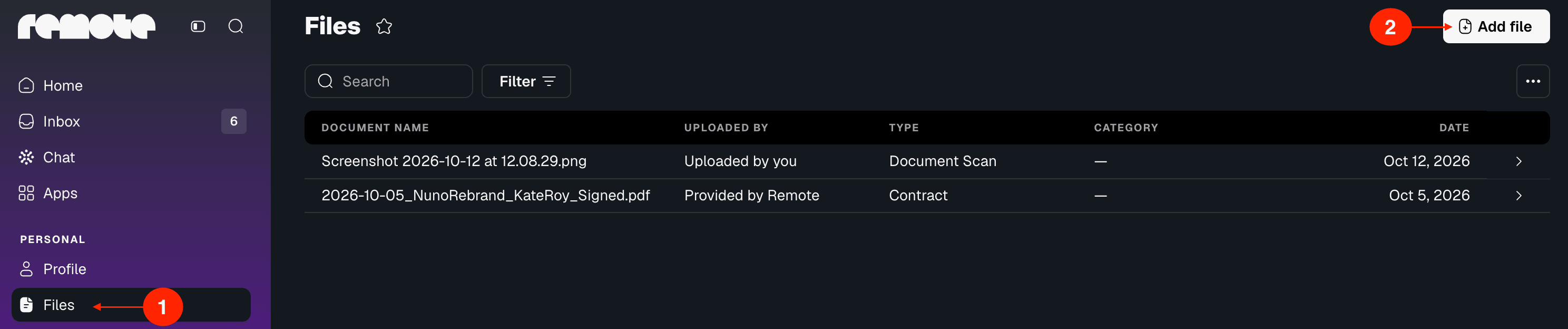 Upload files