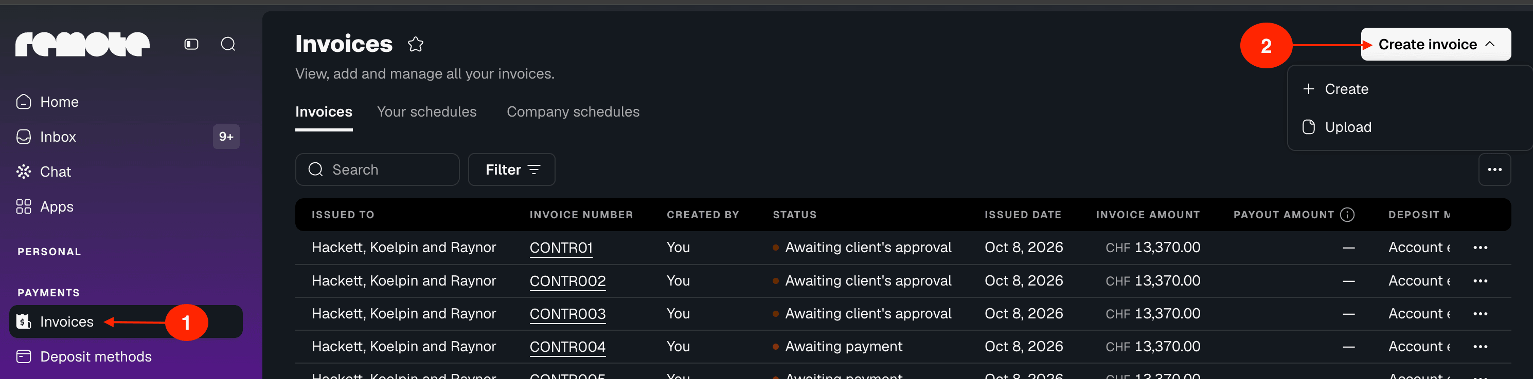 create invoice