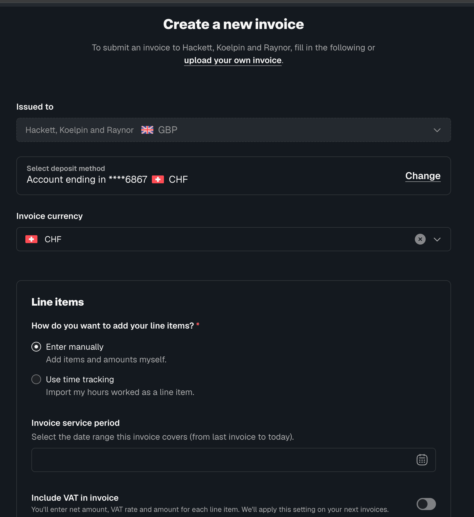 invoice page