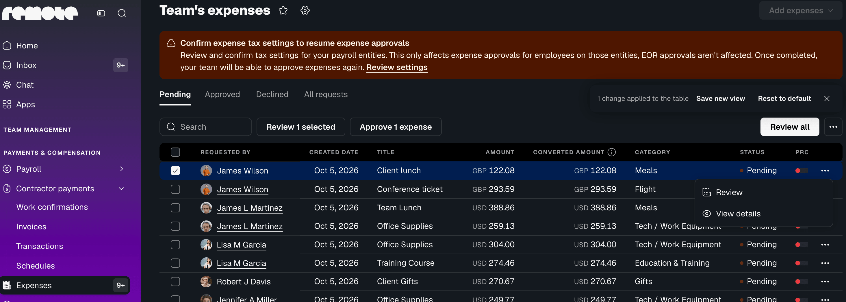 review expense