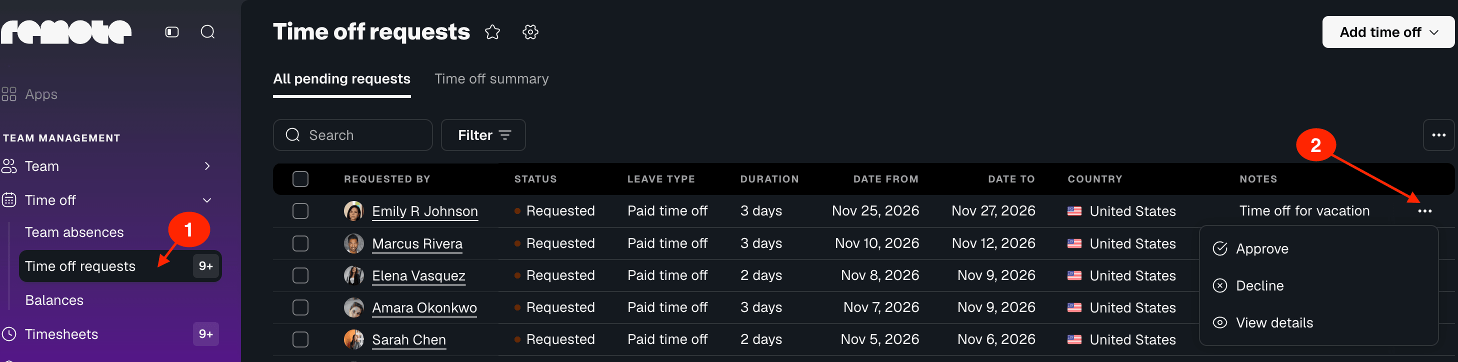 approve time off