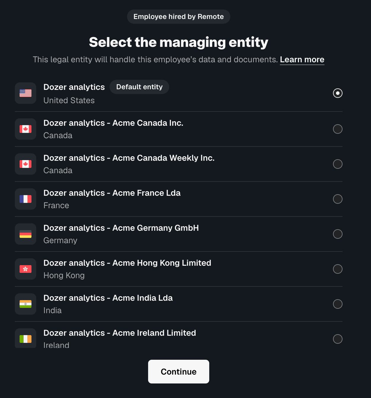 select managing entity