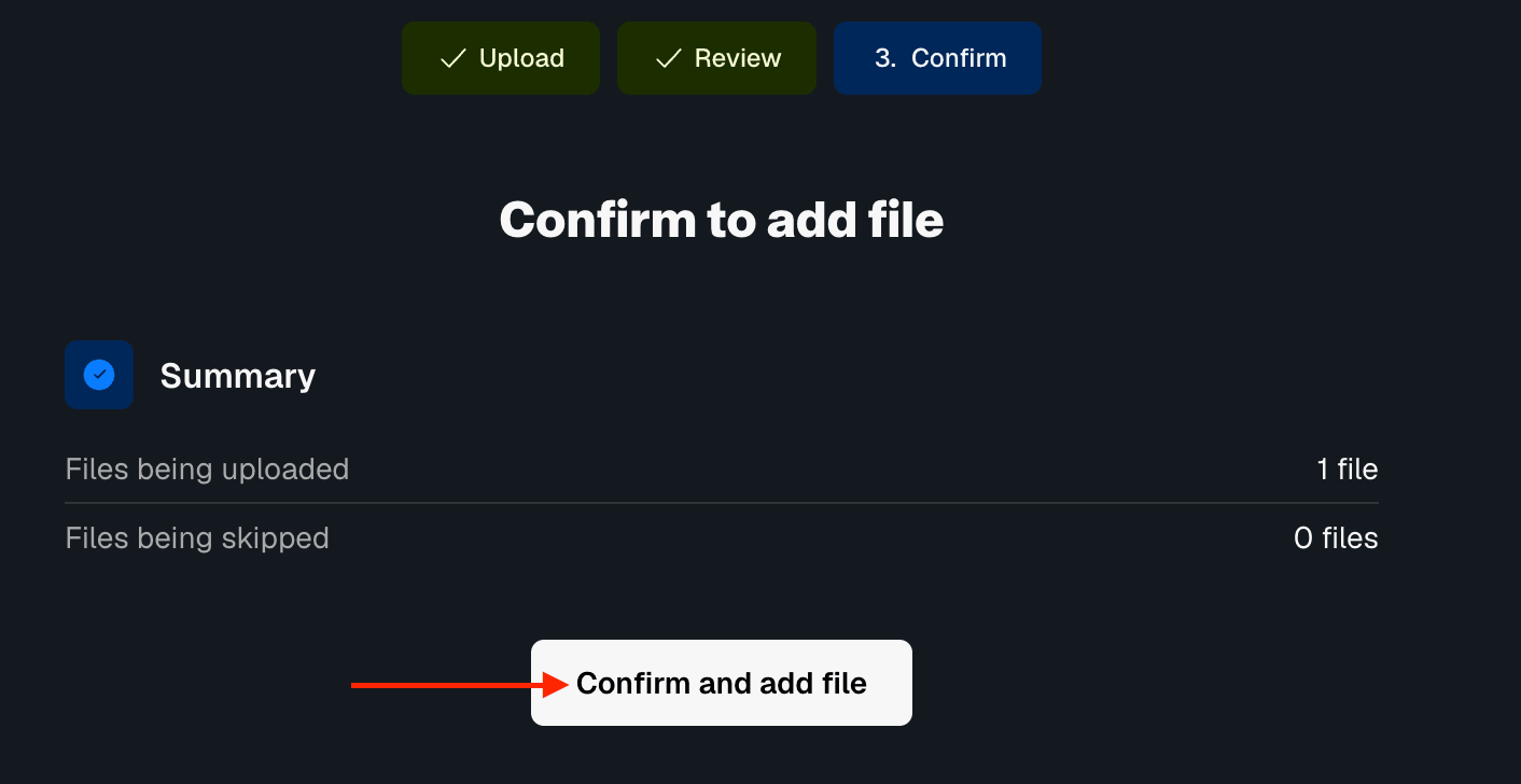 click confirm and add file