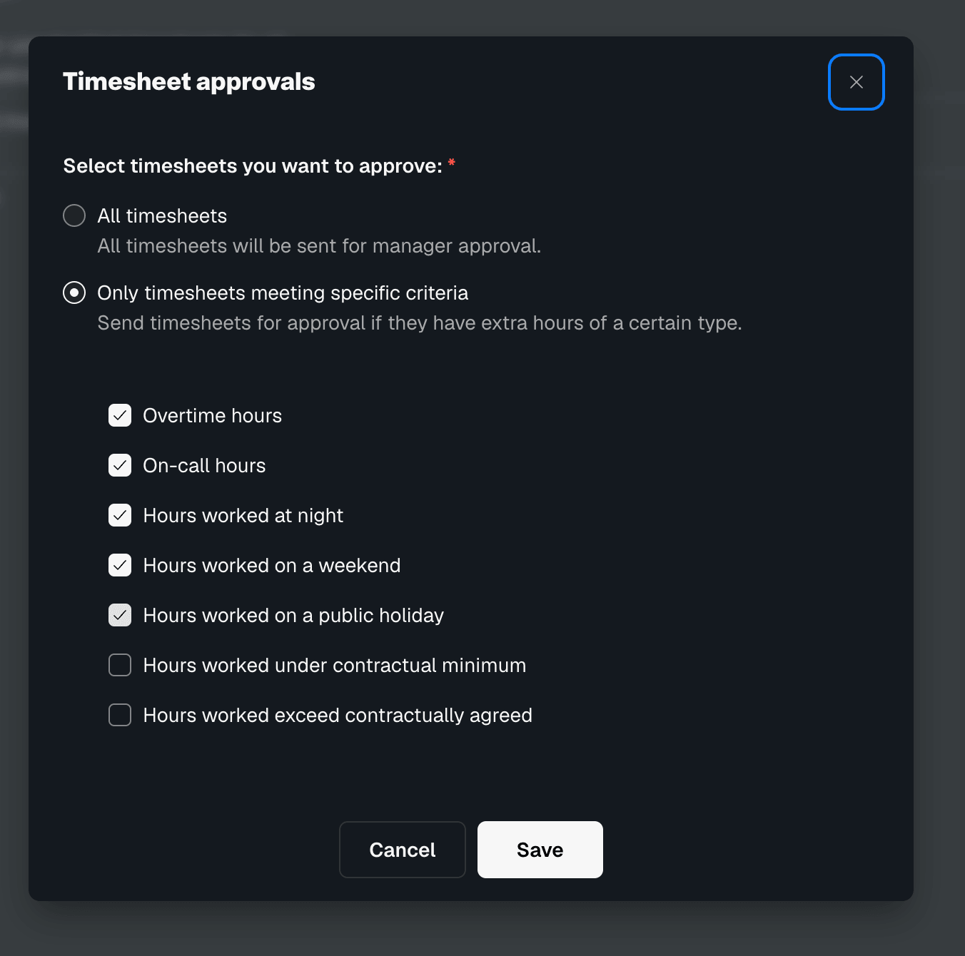 timesheet approval settings