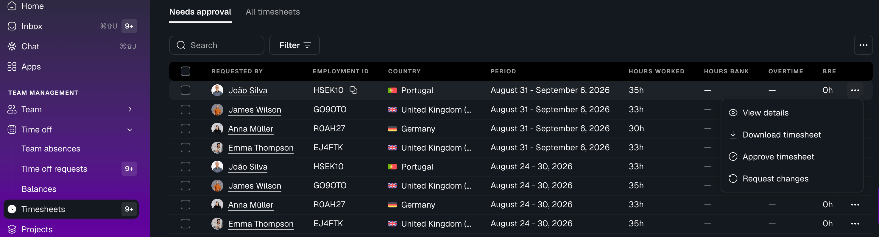 approve timesheet