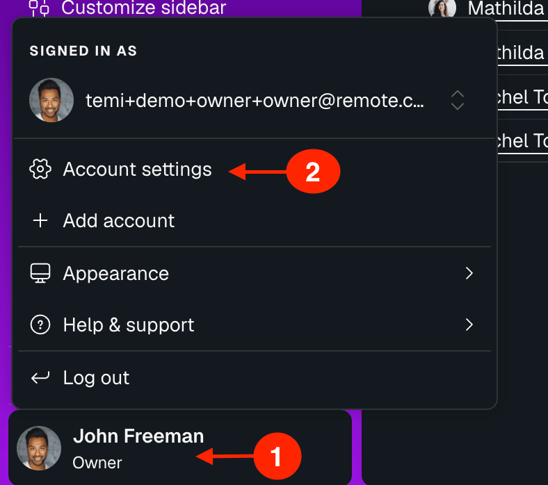select account settings
