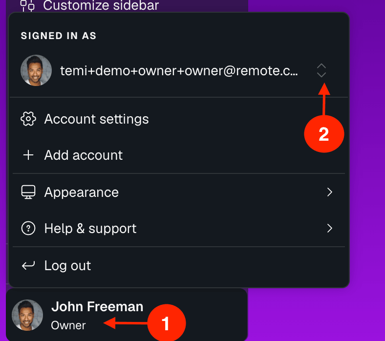 account switcher