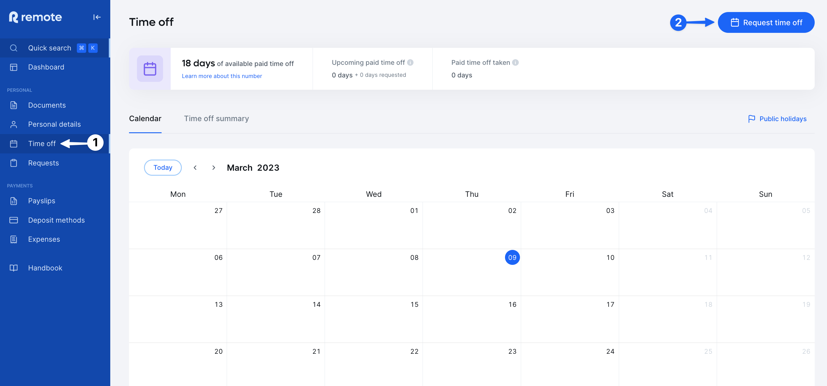 Submit Time Off Remote