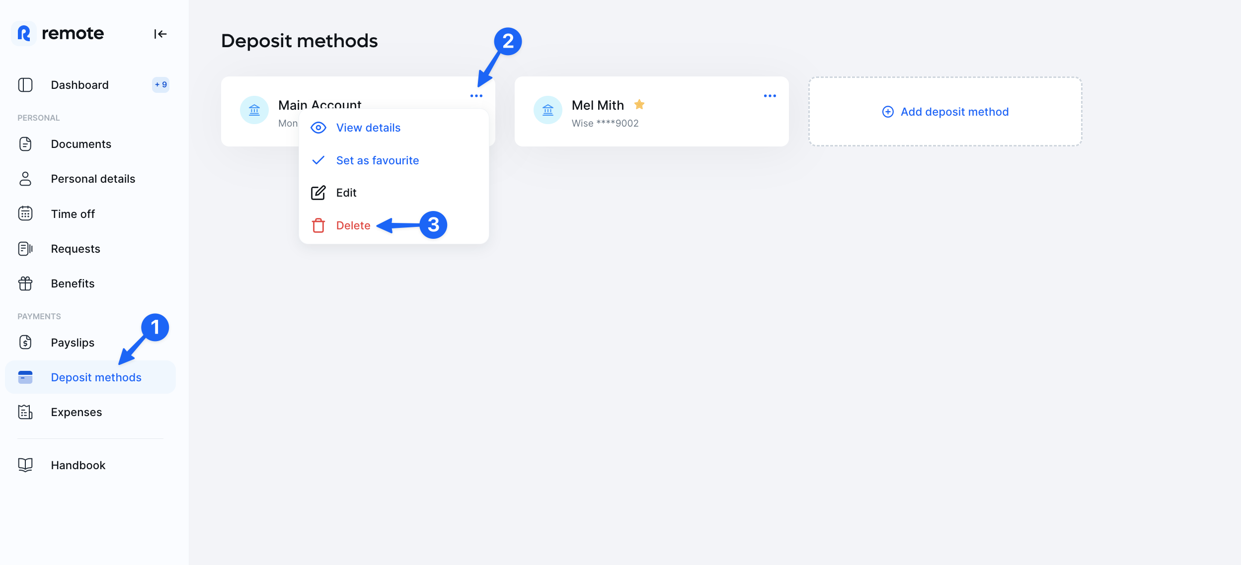 What are the 3 deposit methods? Leia aqui What are the three 3 types